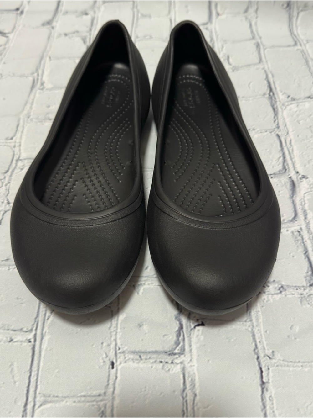Crocs Ballerina Flats Black Slip-on Shoes Sz 8 Waterproof - Picture 7 of 9